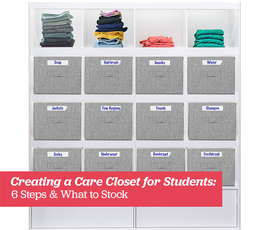 creating a care closet, what to put in a care closet, how to stock care closet